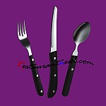 Stainless Steel Flatware Set With Black Plastic Handle